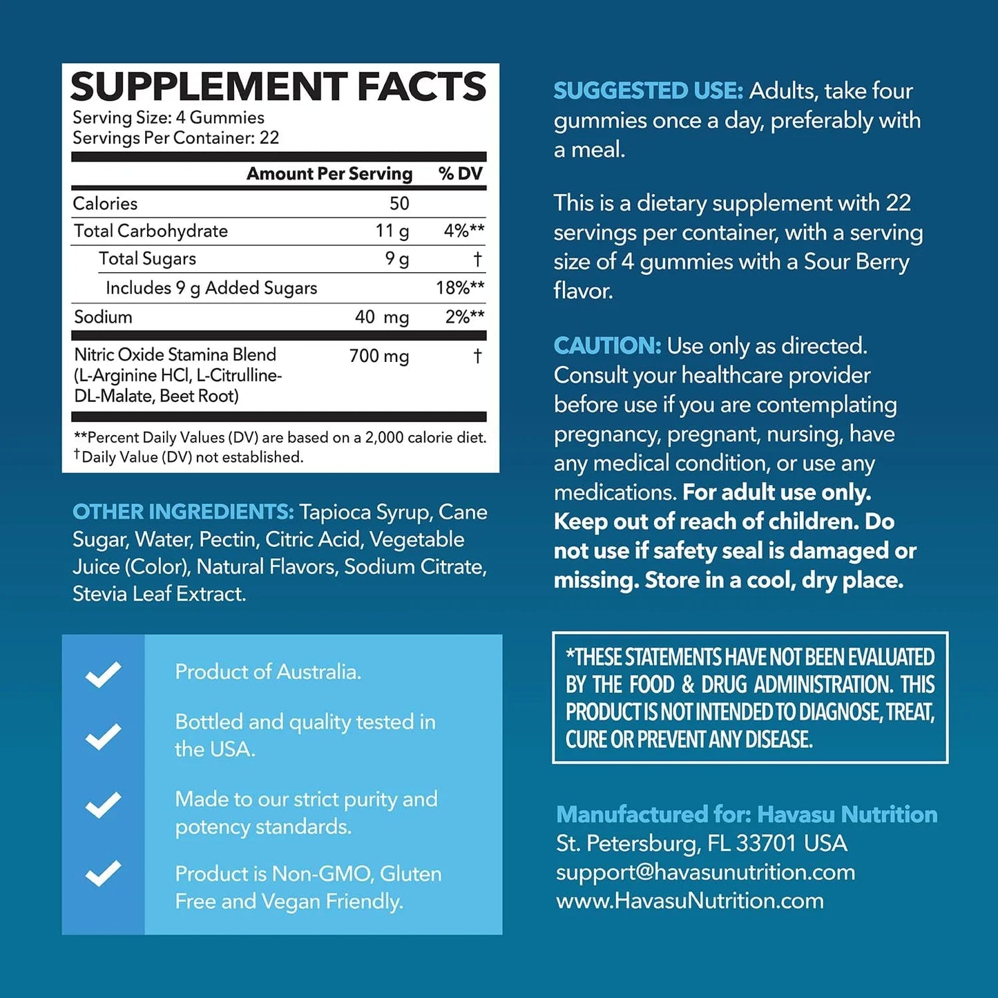 L Arginine Gummies Nitric Oxide Supplement | Vascular Supplement and Energy Booster for Men | 88 Sour Berry Flavored Gummies