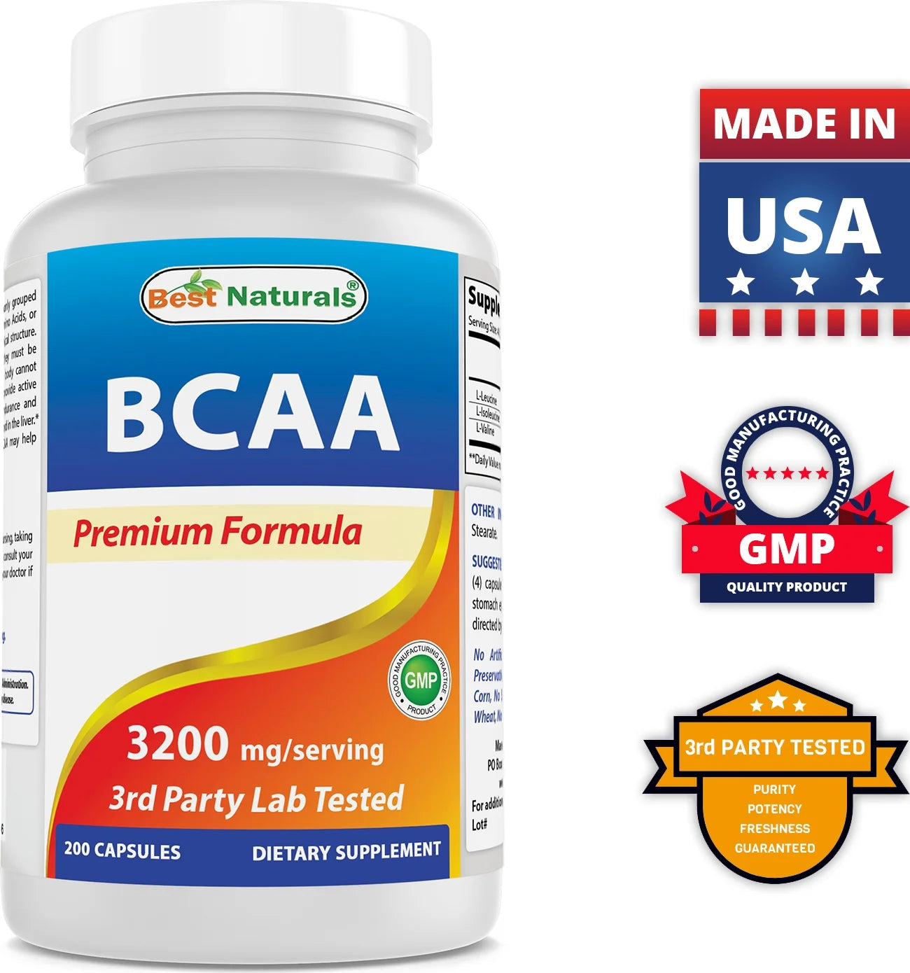 BCAA 3200 Mg Capsules, 200 Count
