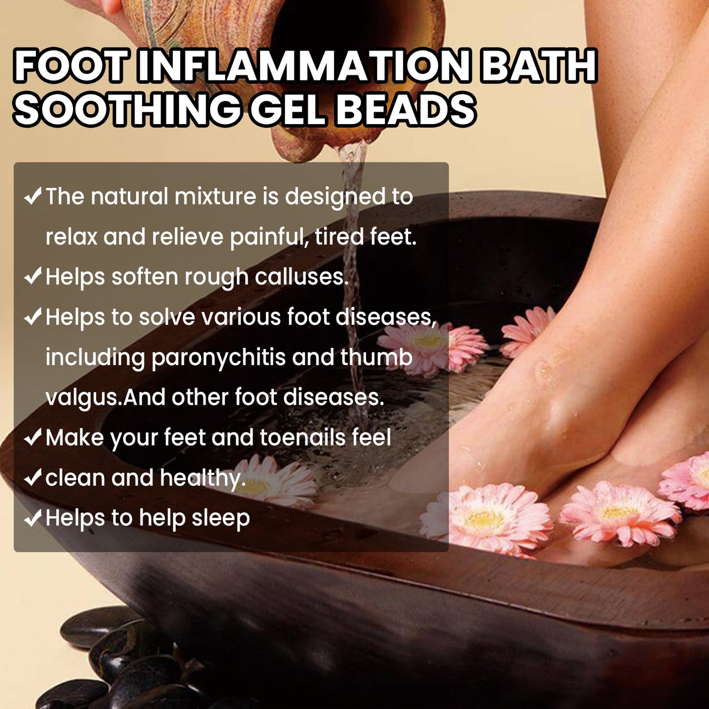 Foot Inflammation Bath Soothing Gel Beads, Clean Odor Gray Nail Swelling Repair Bright Nail Care Foot Bath Beads