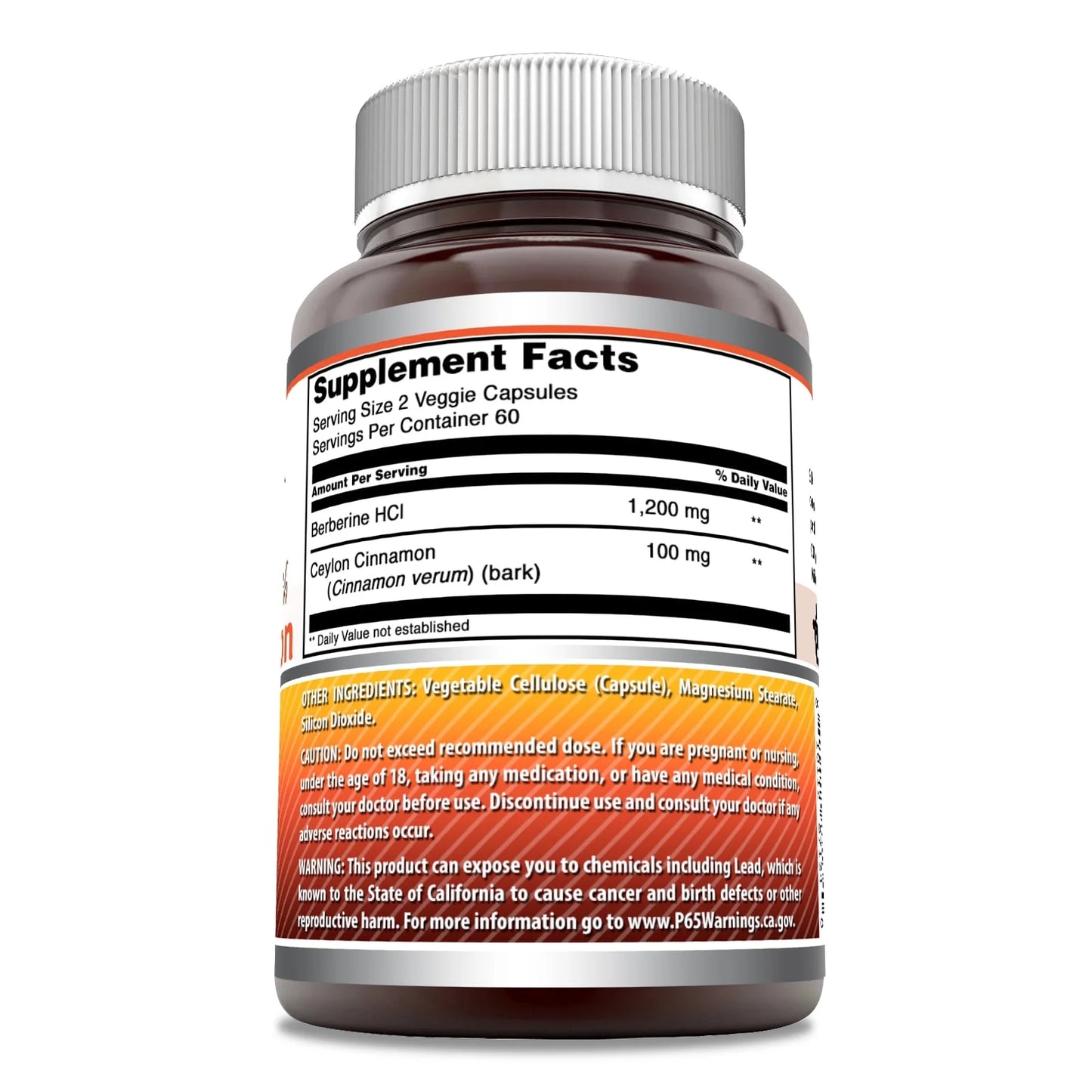 Berberine with Pure Ceylon Cinnamon 1200 Mg per Serving 120 Veggie Capsules Supplement | Premium Complex Supplement | Non-Gmo | Gluten Free | Made in USA | Ideal for Vegetarians