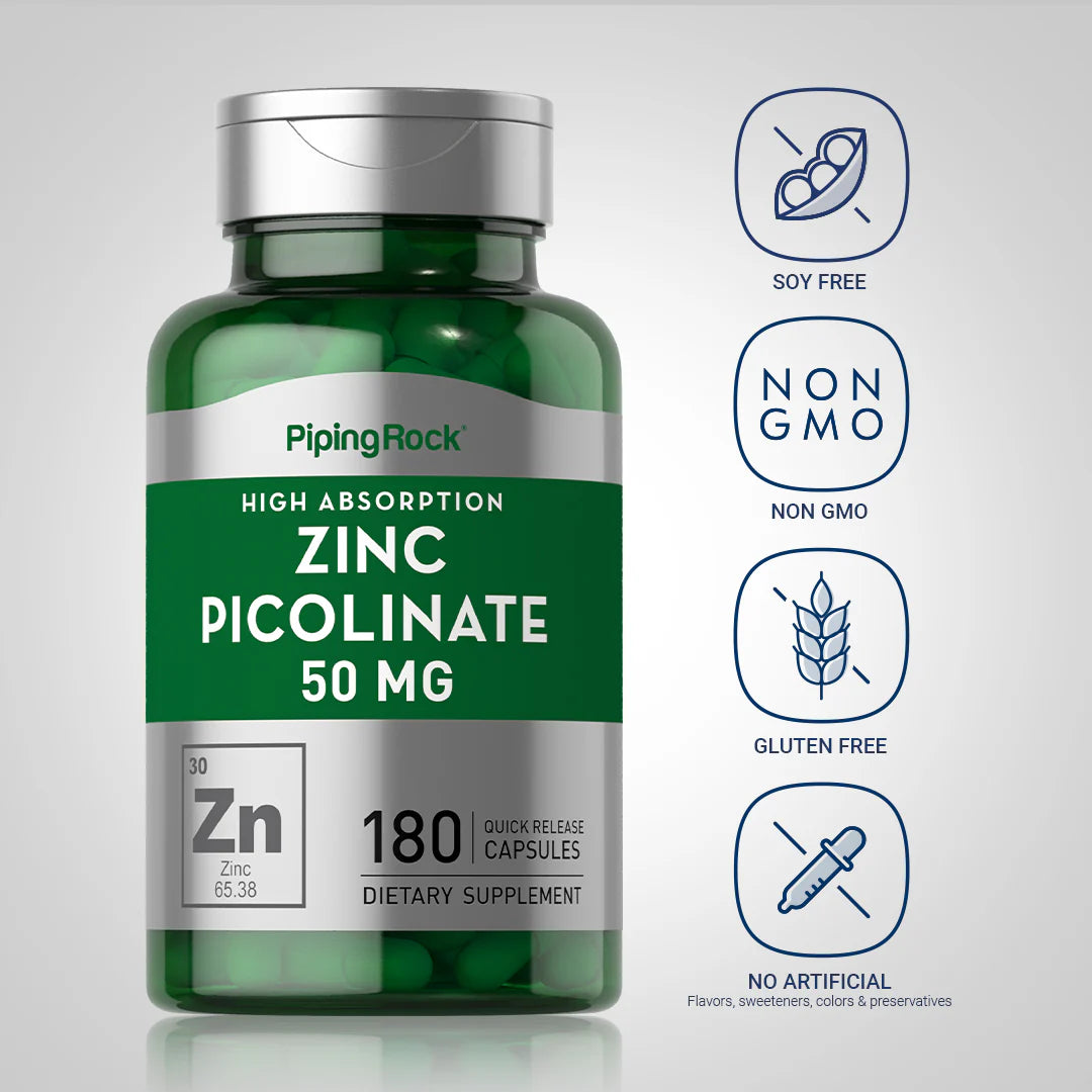 Zinc Picolinate (High Absorption Zinc), 50 Mg, 180 Quick Release Capsules
