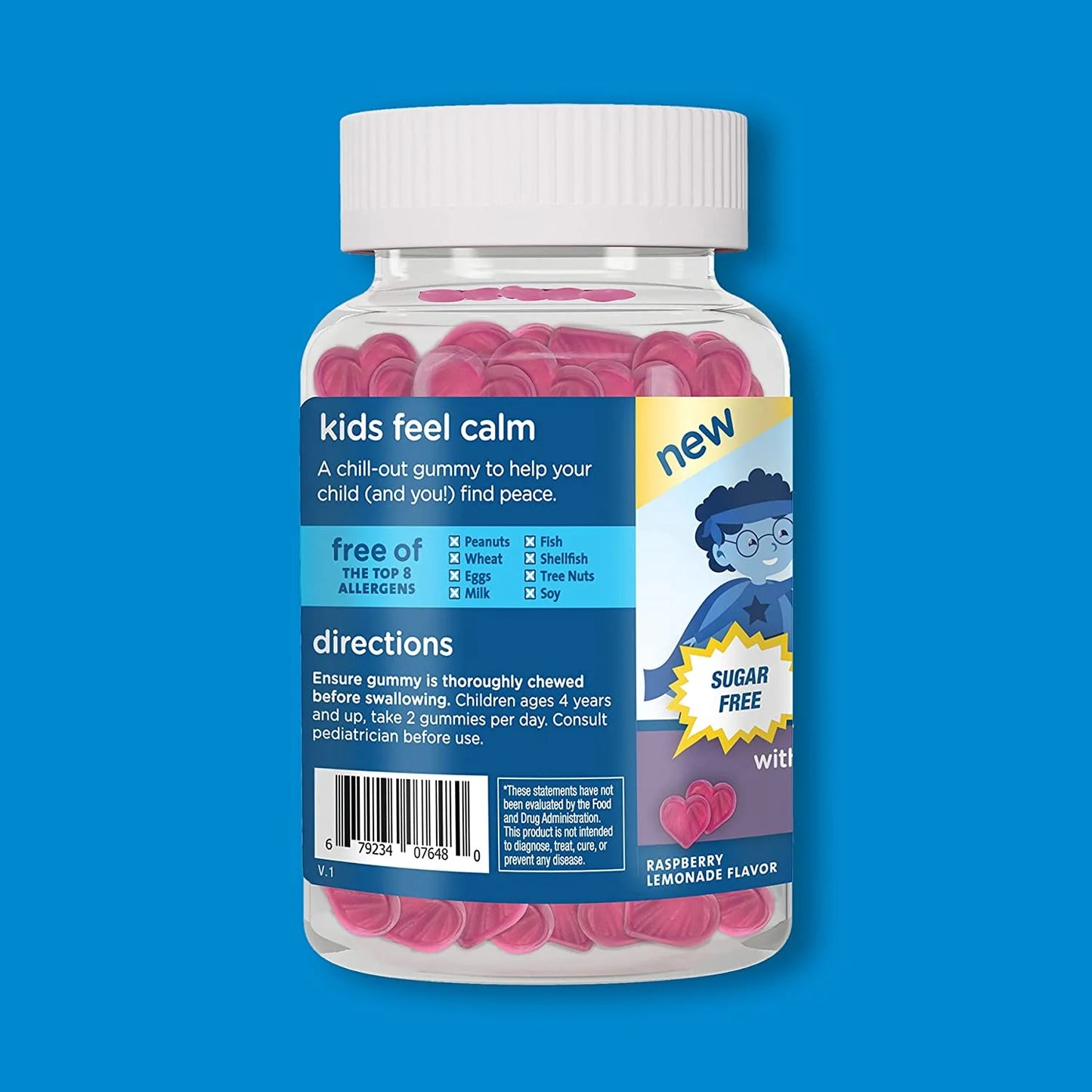 Kids Feel Calm Gummies with Magnesium & L-Theanine, Sugar Free, Raspberry Lemonade, 60 Gummies
