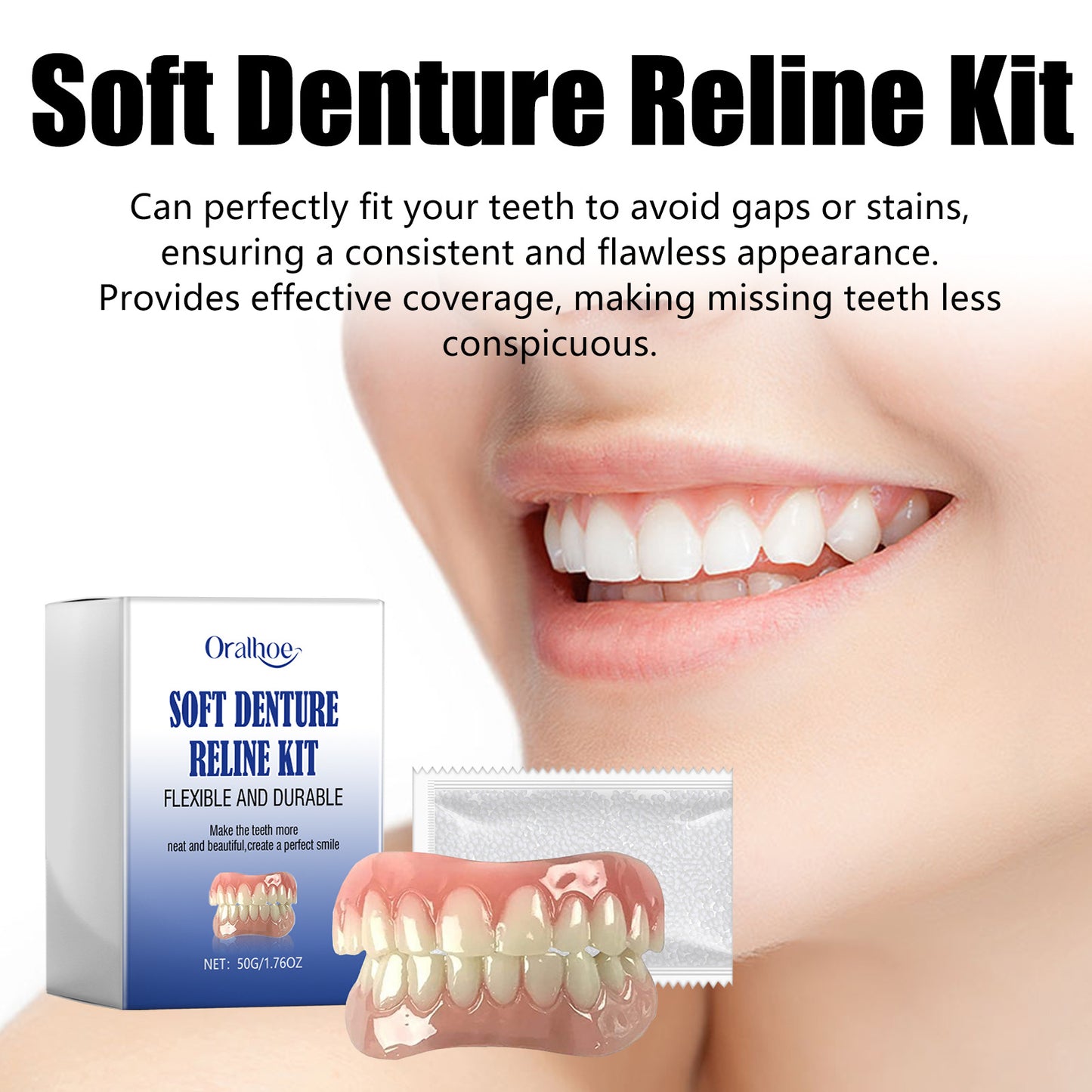 Soft Denture Reline Kit, Denture Set With Interdental Fillings And Braces