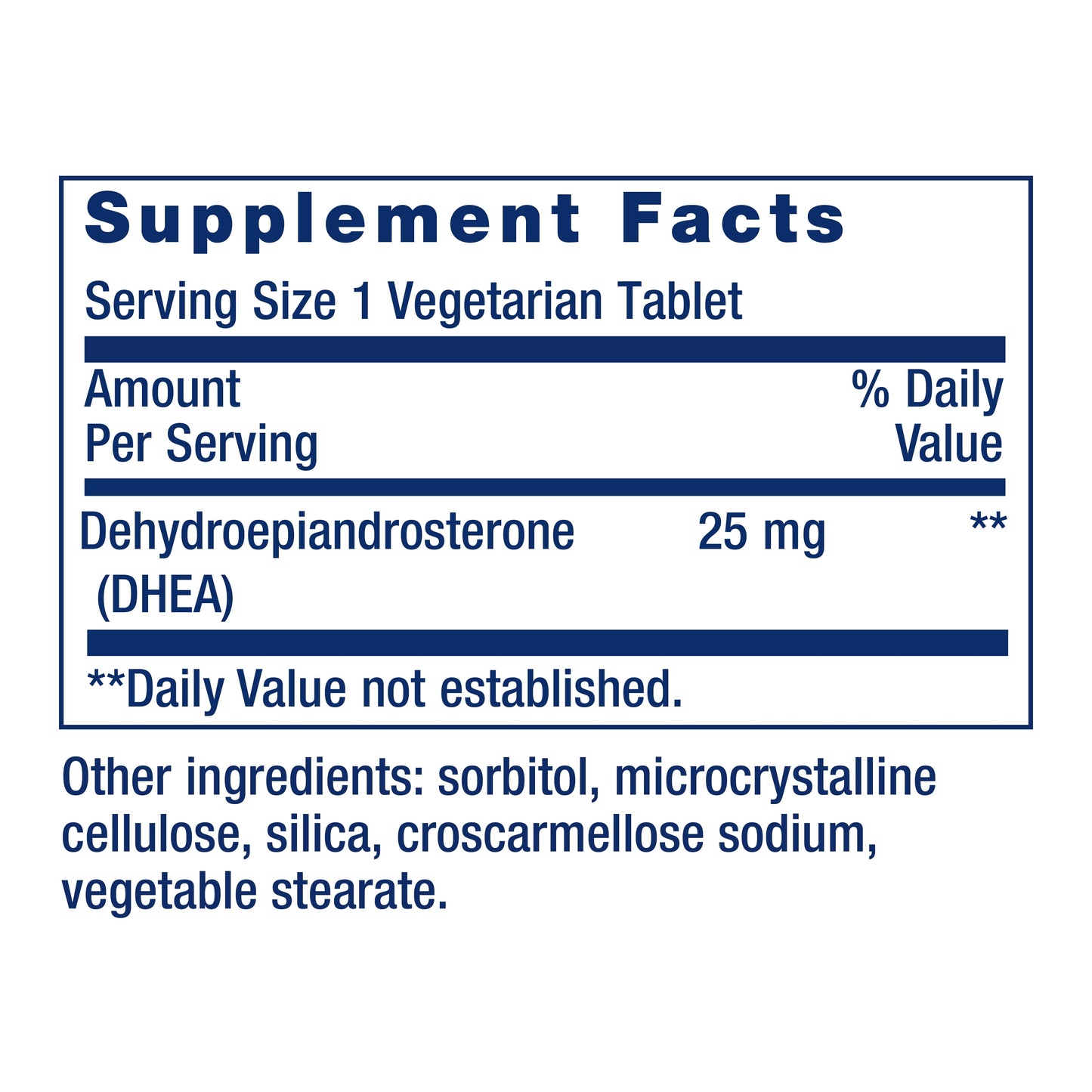 DHEA 25 Mg, Dehydroepiandrosterone, Healthy Hormone Balance, Cardiovascular Health, Lean Muscle Mass, Gluten-Free, Non-Gmo, Vegetarian, 100 Dissolve-In-Mouth Tablets