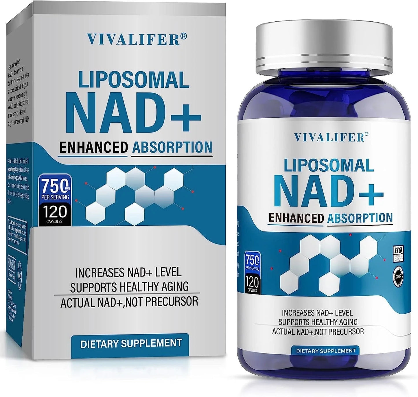 Liposomal NAD+ Supplement, NAD+ 500Mg with TMG 250 Mg for Ultra Max Enhanced Absorption, Promotes Anti-Aging, Energy and DNA Repair, Brain Function - 120 Capsules