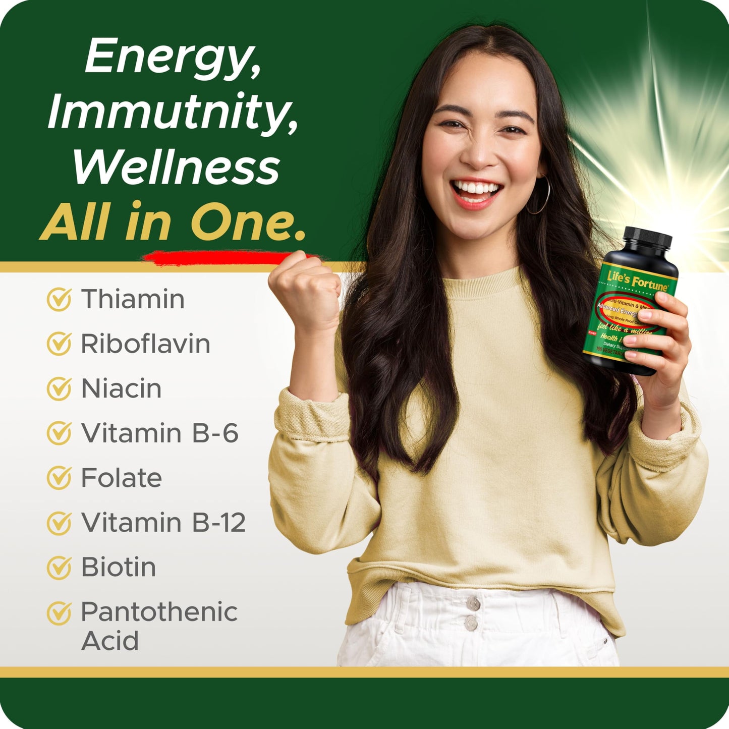 Multivitamin & Mineral 180 Tablets, All Natural Energy Source Supplying Whole Food Concentrates, Antioxidants, Amino Acids, Enzymes,