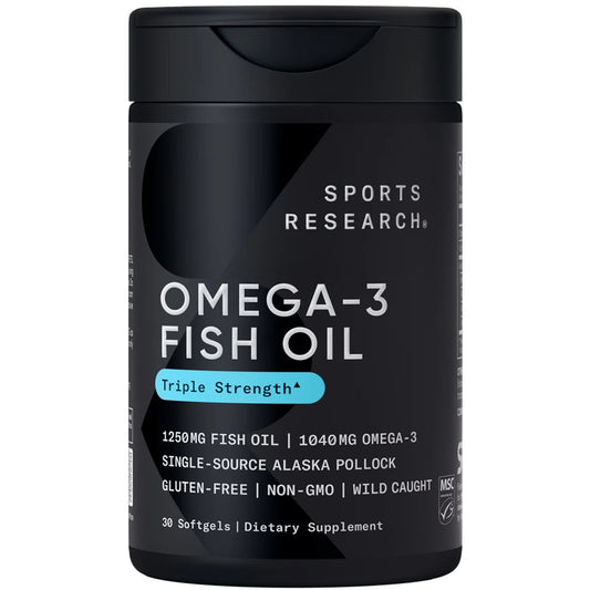 ® Triple Strength Omega 3 Fish Oil 1250Mg Wild Alaska Pollock Burpless (30 Softgels)