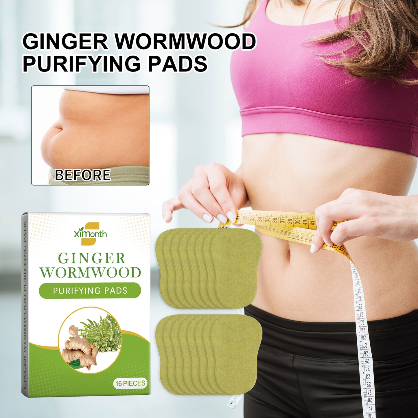Ginger Wormwood Purifying Pads, Relieve Body Stress And Fatigue Relax Body And Body Toning Body Care Patch