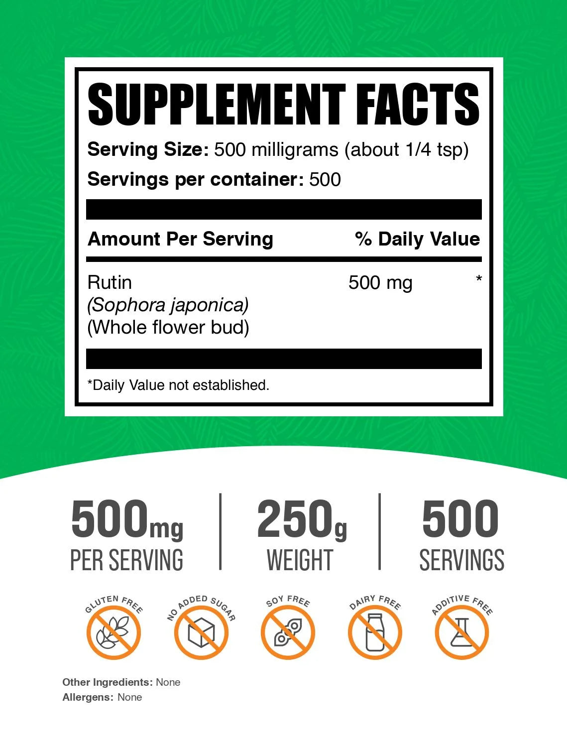 Bulksupplements Rutin Powder - 500Mg per Serving - 250 Grams (8.8 Oz) - 500 Servings