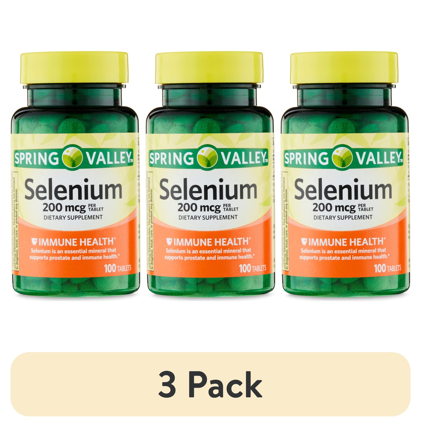 (3 Pack) Selenium Dietary Supplement Tablets for Immune Health, 200 Mcg, 100 Count
