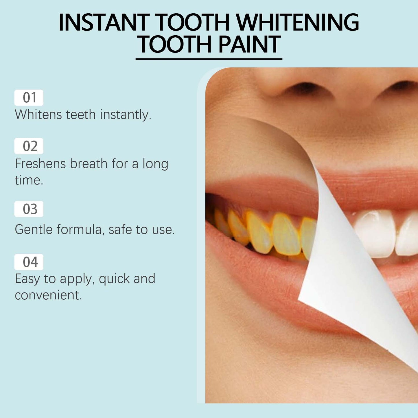 Instant Tooth Whitening Tooth Paint, Clean Tartar Very Well Tooth Dirt Yellow Teeth Care Dental Hygiene Mild Persistent And Pure And Fresh