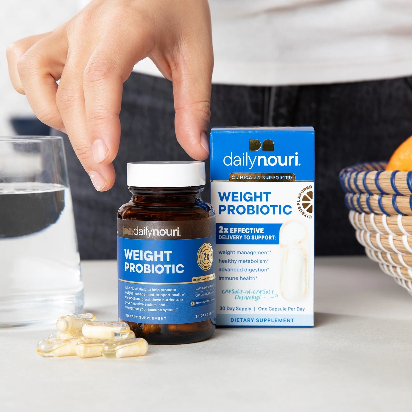 Daily Weight Support Probiotic & Vegan Ahiflower Oil Omega Capsules, Unisex, 30-Day Supply
