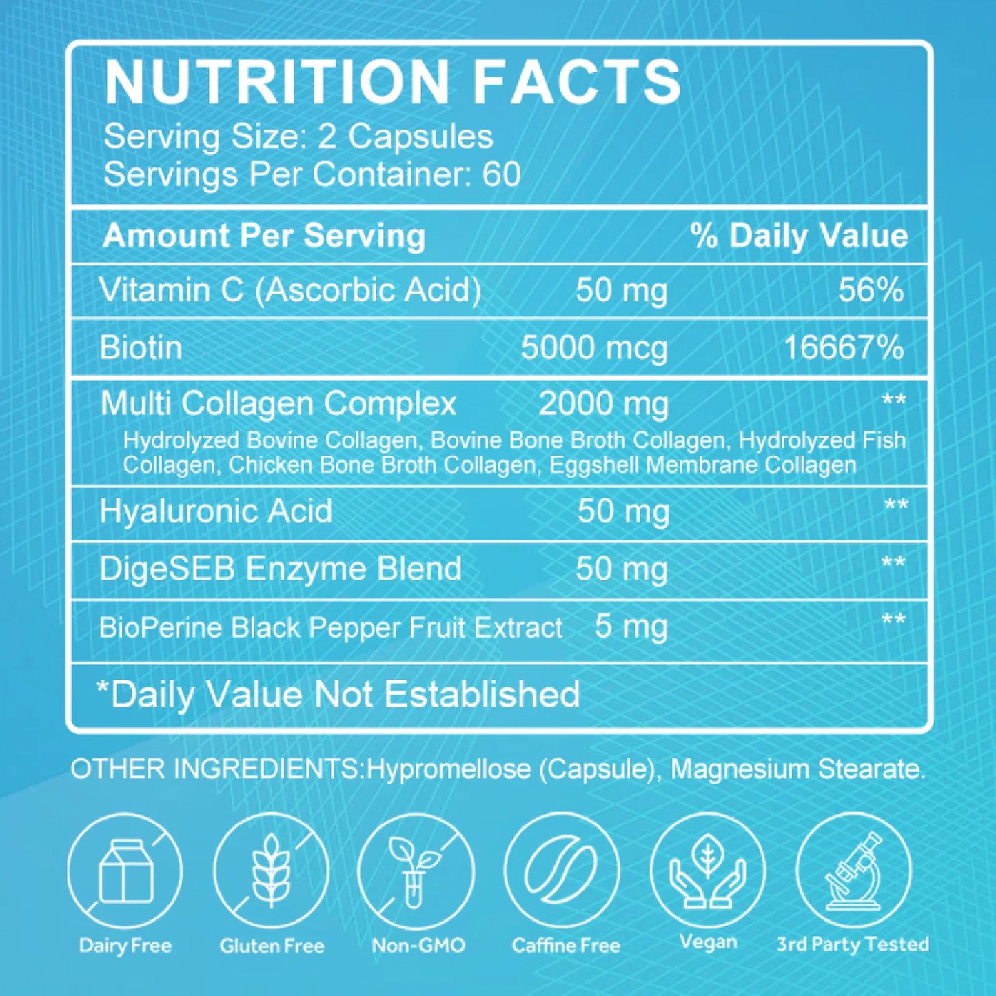 Multi Collagen Capsules 5000Mg, Types I, II, III, V & X for Hair Skin and Nails Healthy, 240 Capsules (2 Pack)