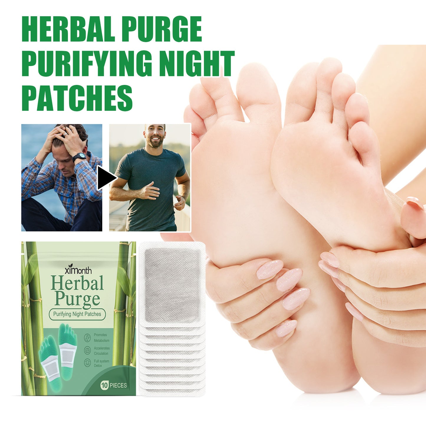 Herbal Purge Purifying Night Patches, Relaxing Body Conditioning Deep Cleansing Foot Care Sleep Pads