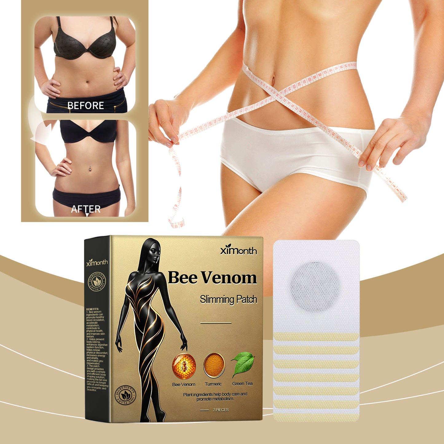 Beesvenom Body Shaping Patch, Shaping And Firming Body, Skin, Belly, Meat, Slim Body, Light, Beautiful And Considerate