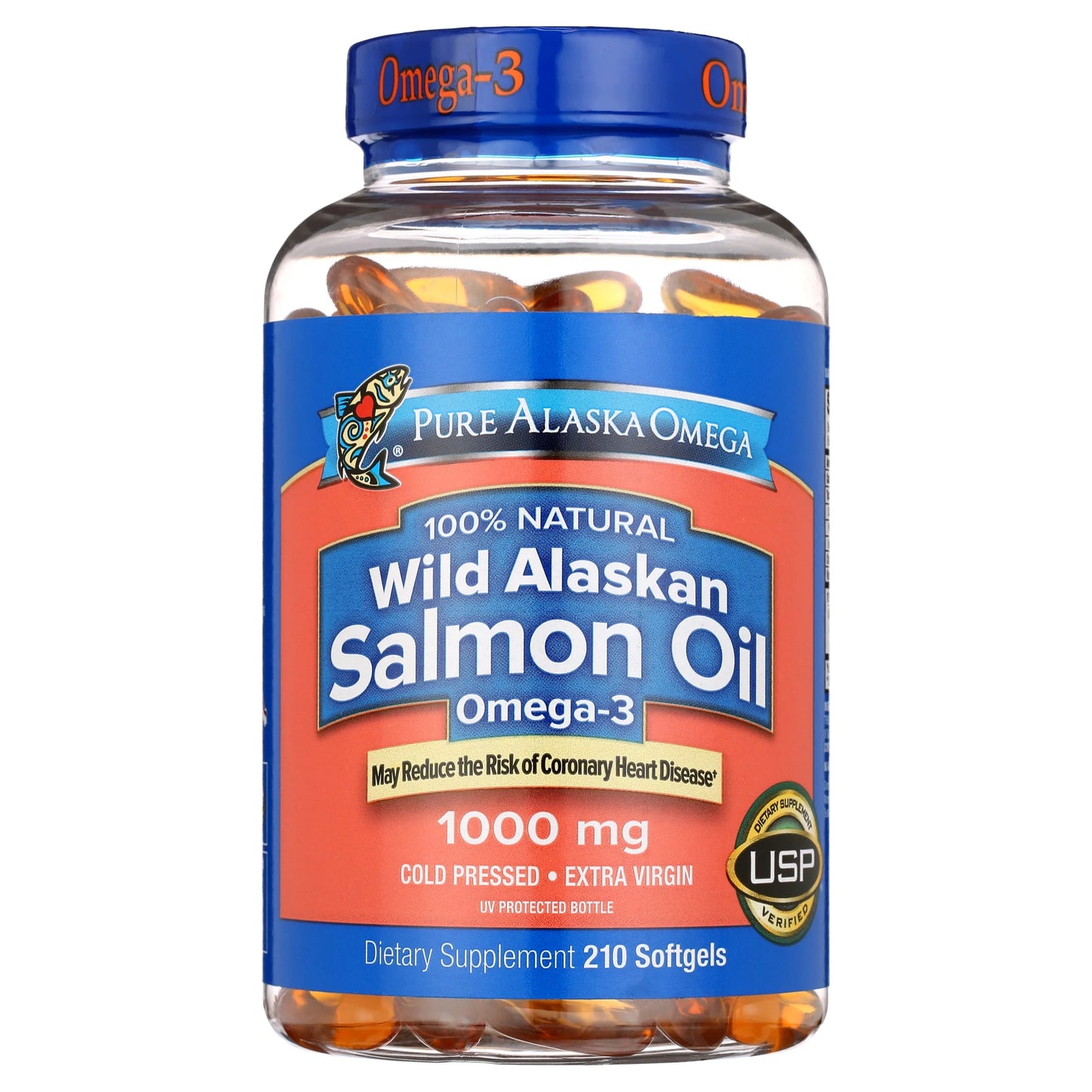 Omega 100% Natural Wild Alaskan Salmon Oil 1000 Mg, 210 Ct Softgels