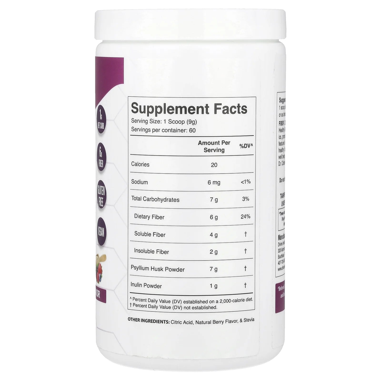 Dr Colbert MD Fiber Zone Powder | Berry Flavor | Prebiotics, Isoluble & Soluble Fiber | Psyllium Husk | Inulin | Recommended in Keto Zone Diet & Healthy Gut Zone | 19 Oz