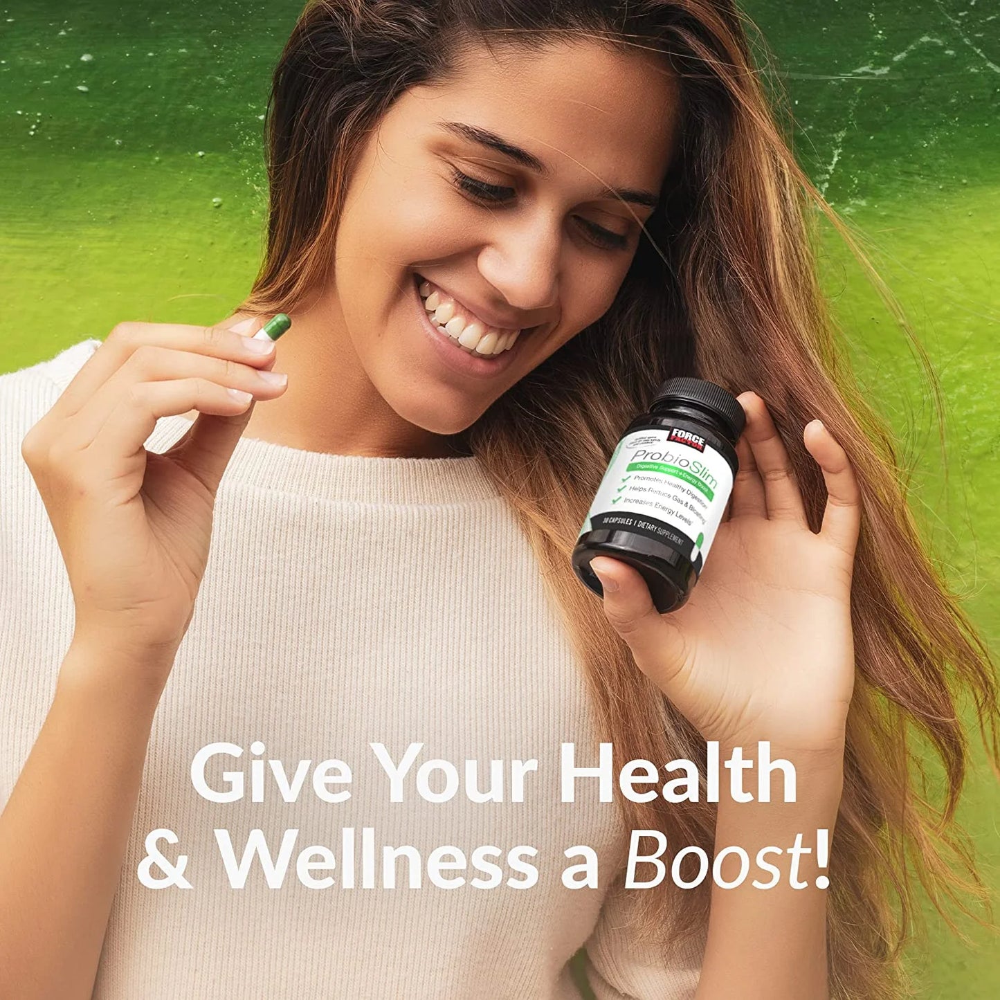 Probioslim, Probiotic Supplement for Women and Men with Probiotics and Green Tea Extract, Reduce Gas, Bloating, Constipation, Support Digestive Health & Gut Health, 30 Count (Pack of 3)