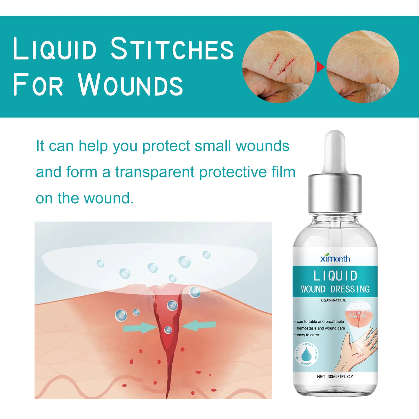 Liquid Bandage Drops Protect Skin Fast Film Formation Breathable Waterproof Skin Repair Drops