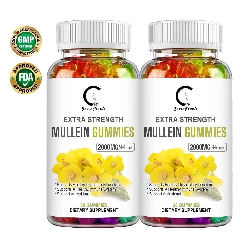 Mullein Gummies - Mullein Leaf Dietary Supplement for Respiratory System, Digestive Support, Immune Booster - Mullein Leaf Extract - 2000Mg, 120 Chewsn