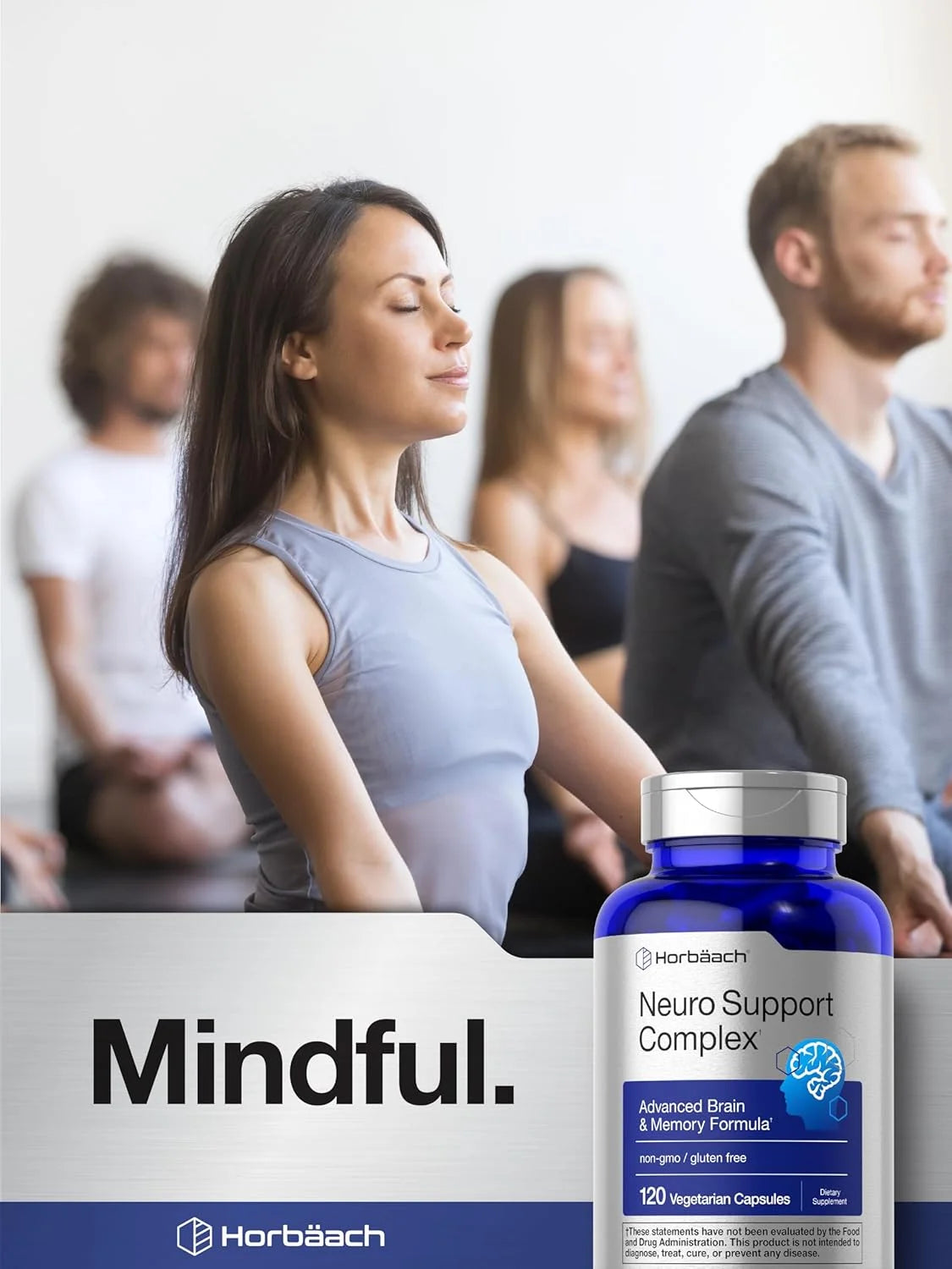 Brain Support Supplement | 120 Capsules | Vegetarian Formula for Men and Women | by