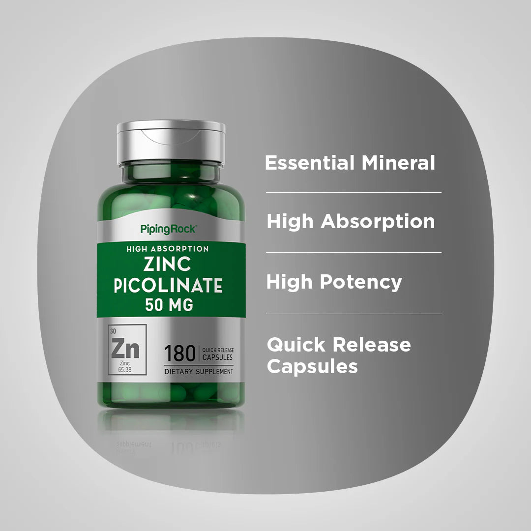 Zinc Picolinate (High Absorption Zinc), 50 Mg, 180 Quick Release Capsules