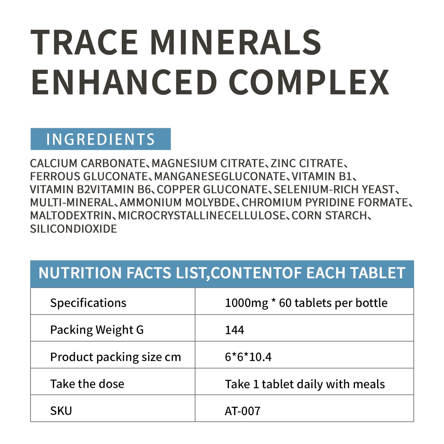 Trace Element Mineral Supplement Capsule