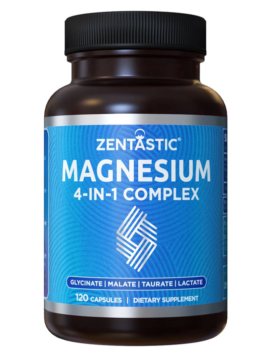 4-In-1 Magnesium Complex - Glycinate, Malate for Muscle & Bone Support - 120 Capsules