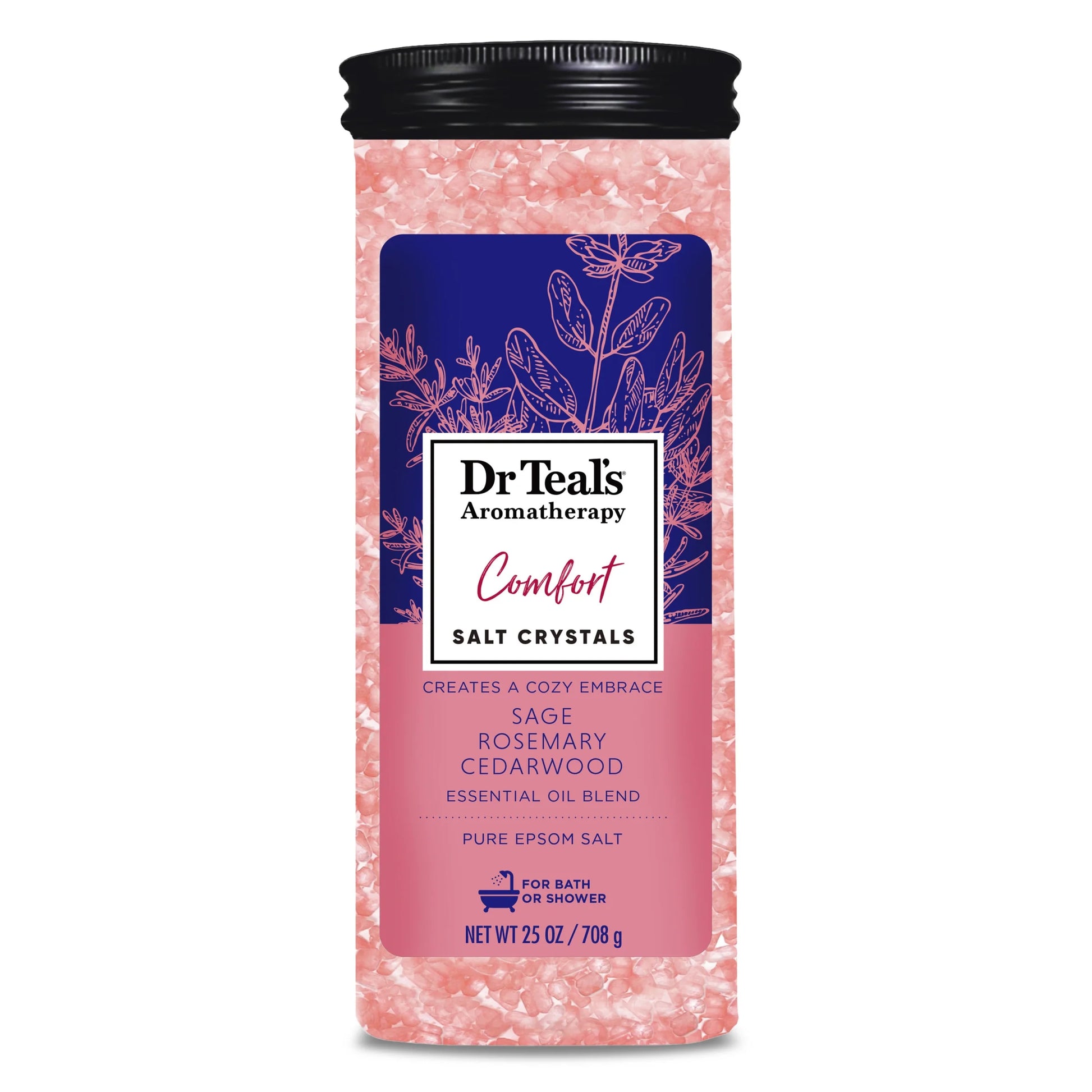 Aromatherapy Comfort Salt Crystals with Sage, Rosemary, & Cedarwood, 25Oz