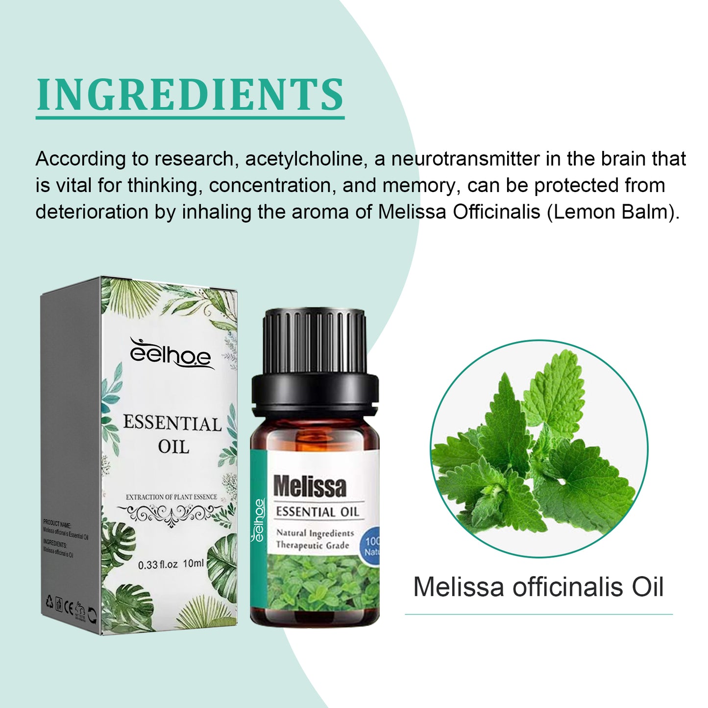 Melissa Officinalis Essential Oil, Moisturizing Massage Skin Body Care Improve Memory Melissa Officinalis Essence