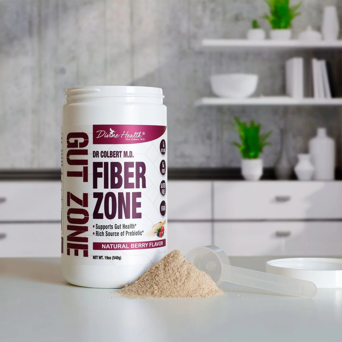 Dr Colbert MD Fiber Zone Powder | Berry Flavor | Prebiotics, Isoluble & Soluble Fiber | Psyllium Husk | Inulin | Recommended in Keto Zone Diet & Healthy Gut Zone | 19 Oz