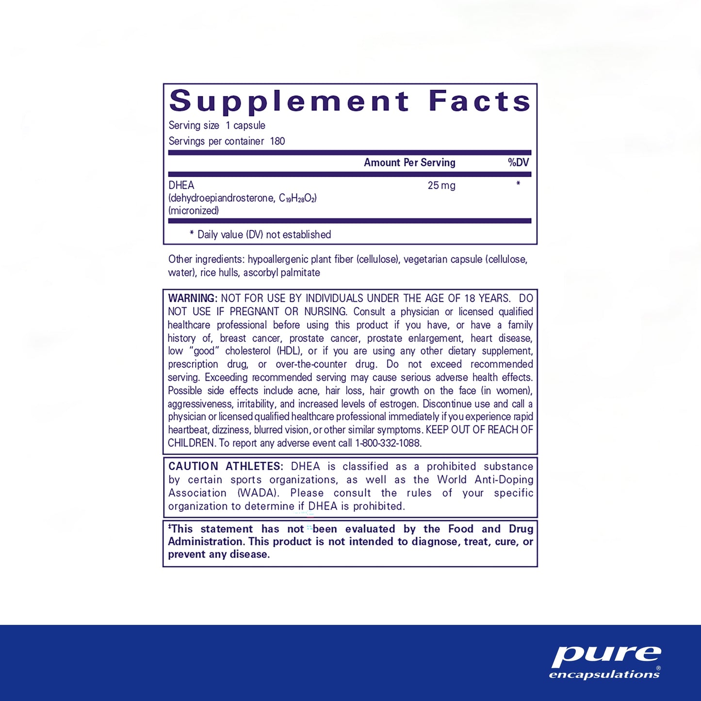 DHEA 25 Mg | Supplement for Immune Support and Hormone Balance* | 180 Counts