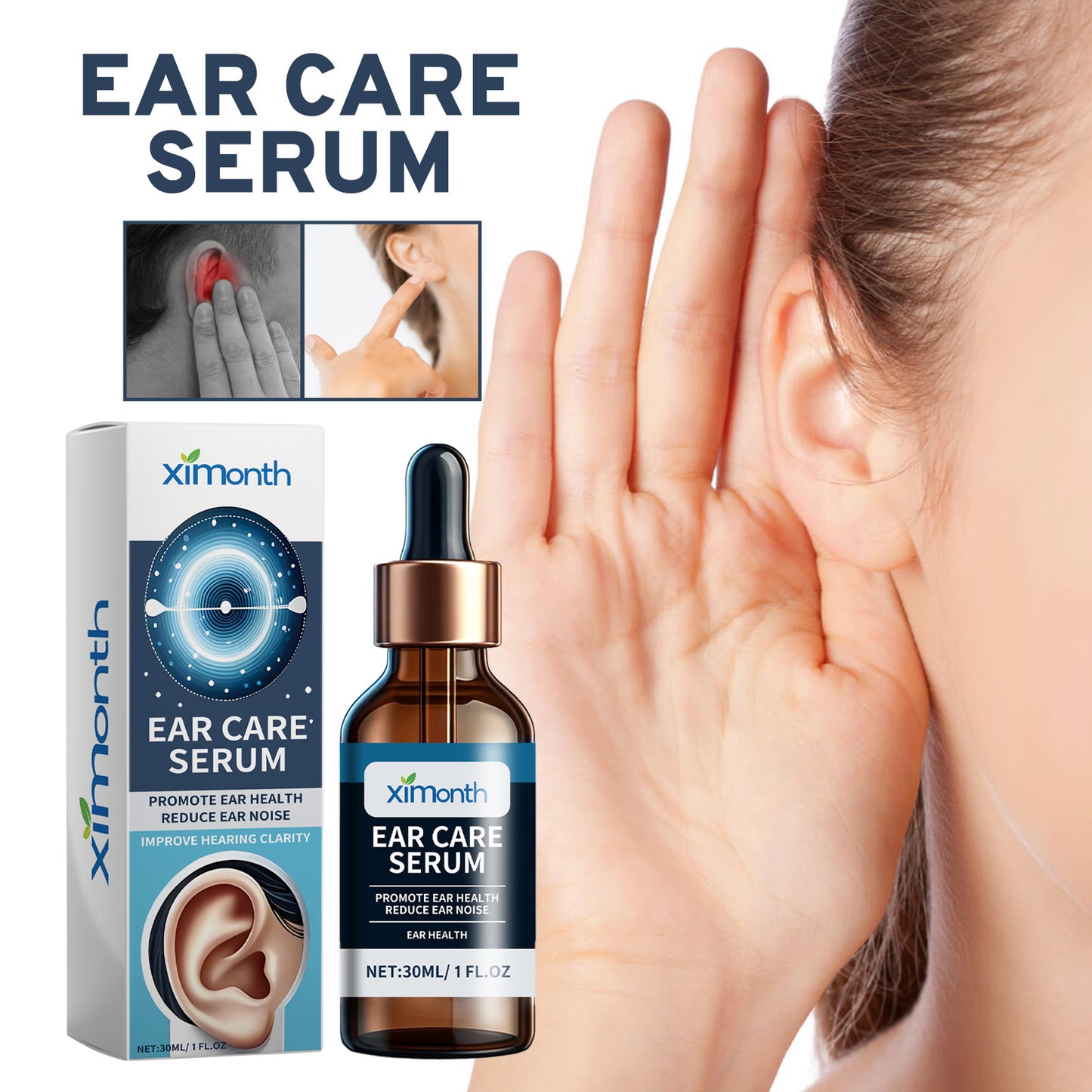 Ear Care Serum, Relieve Dizziness Tinnitus Back Ear Pain Ear Hearing Discomfort Clean Earwax Ear Drops