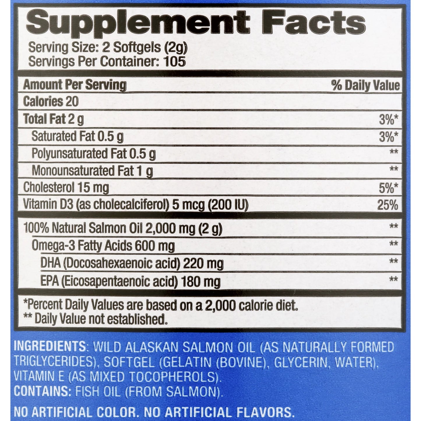 Omega 100% Natural Wild Alaskan Salmon Oil 1000 Mg, 210 Ct Softgels