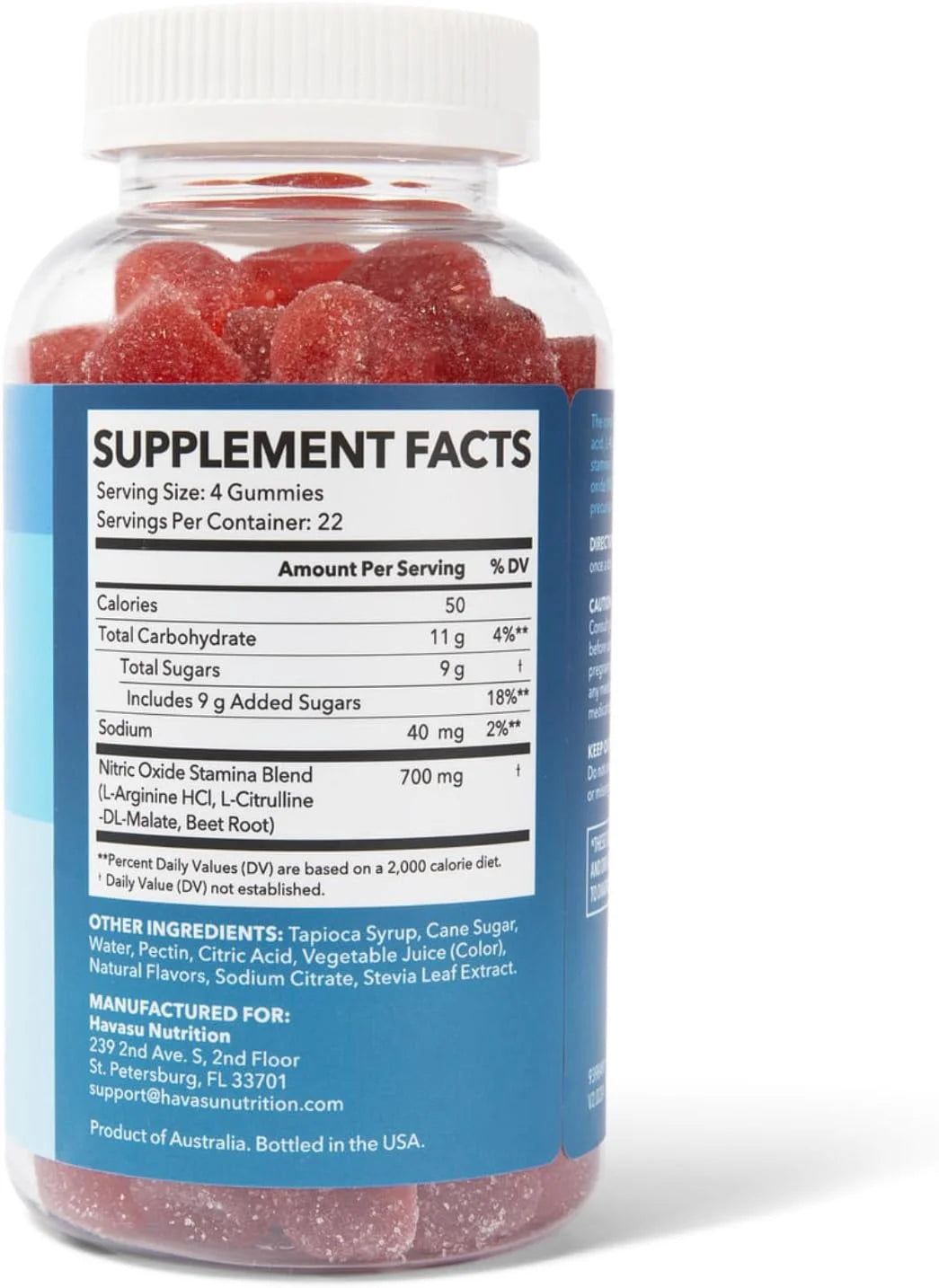 L Arginine Gummies Nitric Oxide Supplement | Vascular Supplement and Energy Booster for Men | 88 Sour Berry Flavored Gummies