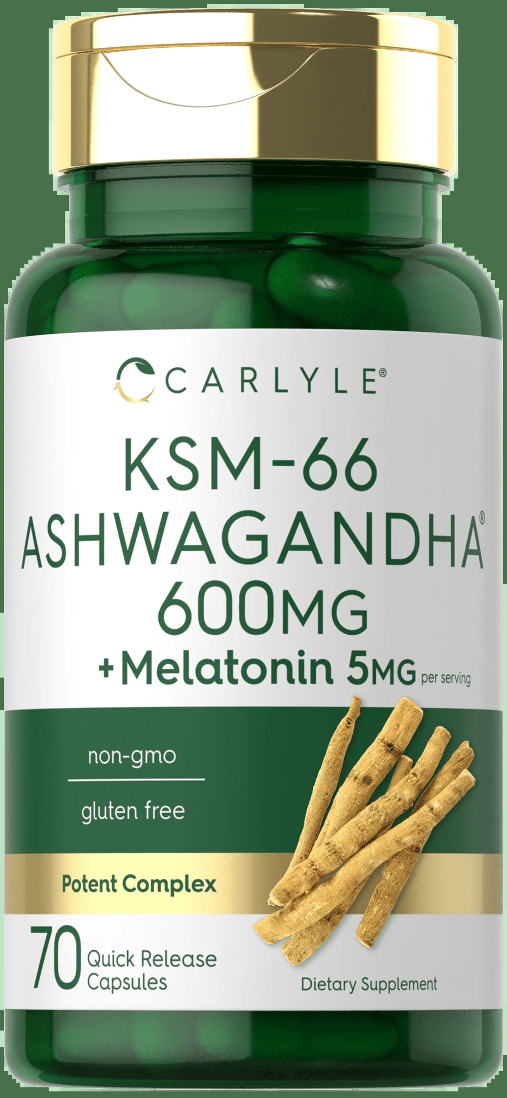 KSM-66 Ashwagandha Capsules 600Mg | 70 Count for Men and Women | with Melatonin 5Mg | by