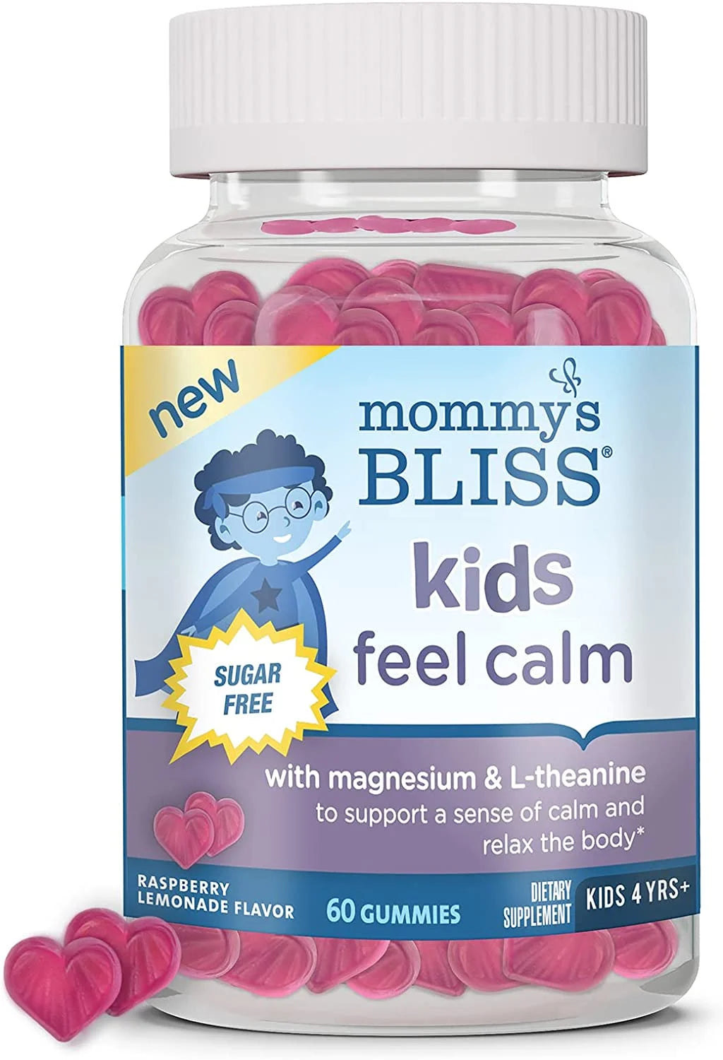 Kids Feel Calm Gummies with Magnesium & L-Theanine, Sugar Free, Raspberry Lemonade, 60 Gummies