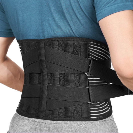 Back Braces for Lower Back Pain Relief with 6 Stays, Breathable Back Support Belt for Men/Women for Work , Anti-Skid Lumbar Support Belt with 16-Hole Mesh for Sciatica(L)