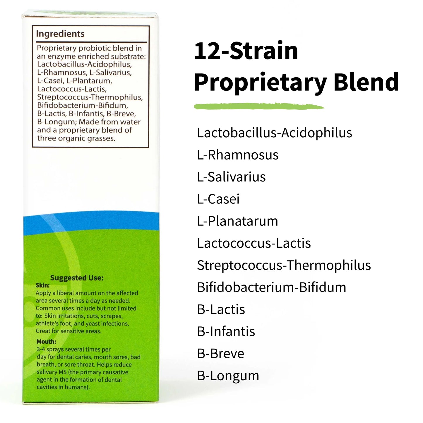 Topical Organic Probiotics Spray - the Clear Choice - 12 Strains of Organic Probiotics Work to Protect the Skin Stay Balanced, Calmer and Resistance to Aging. (2 Oz)