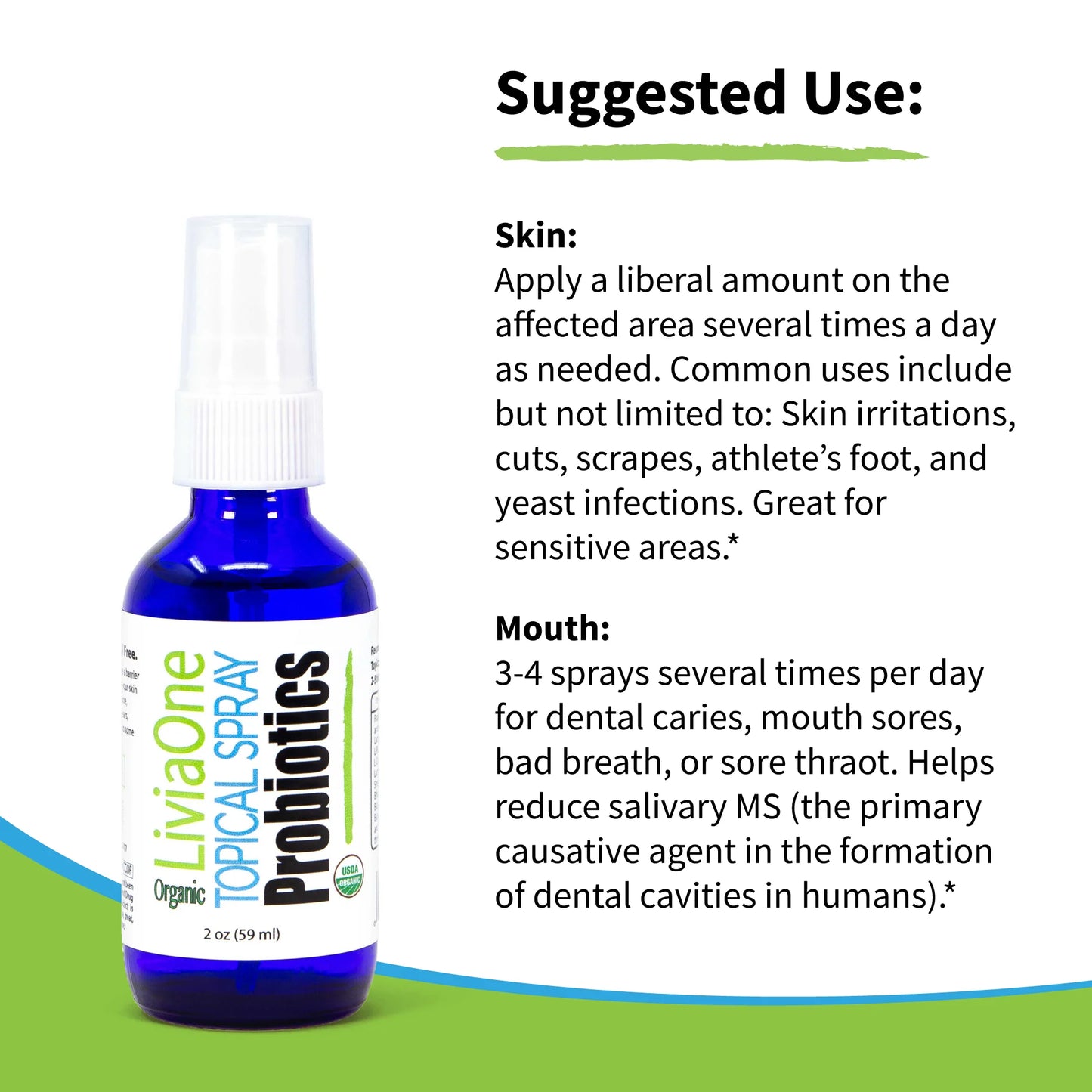 Topical Organic Probiotics Spray - the Clear Choice - 12 Strains of Organic Probiotics Work to Protect the Skin Stay Balanced, Calmer and Resistance to Aging. (2 Oz)
