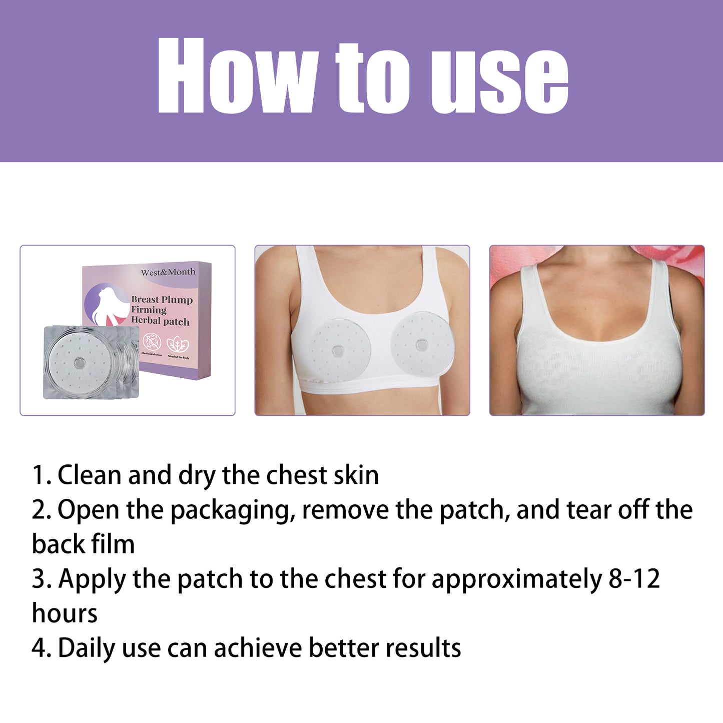 Breast Plump Firming Herbal Patch, Women's Breasts Plump Anti-sagging Breast Massage Care Patch