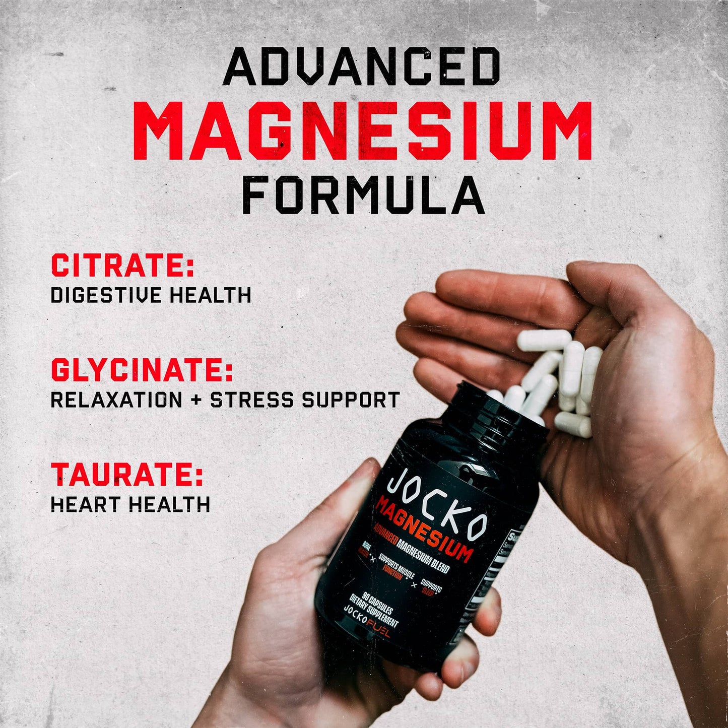 Magnesium Complex Supplement - Magnesium Glycinate, Citrate, & Taurate, 30-Day Supply