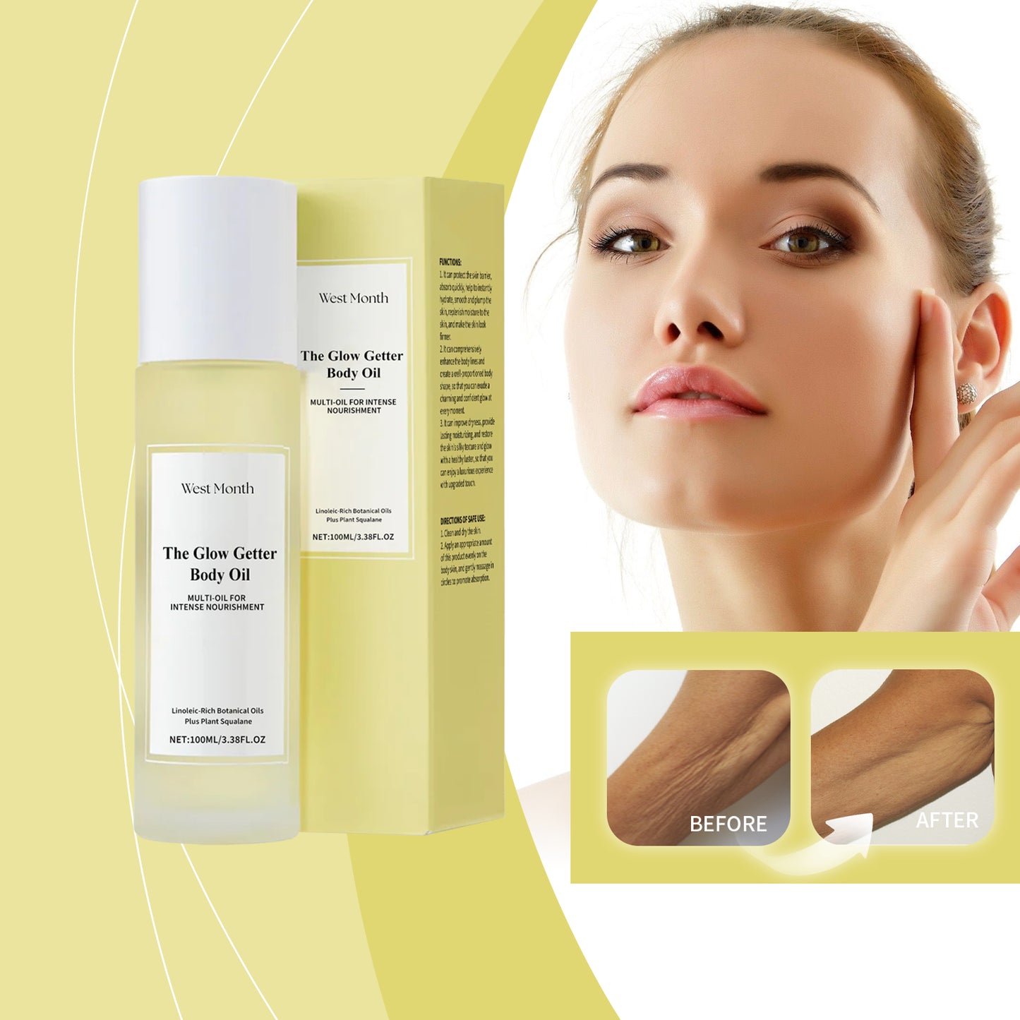 Firming Body Care Oil, Moisturizing and hydrating Skin Massage Firming Body Care Oil