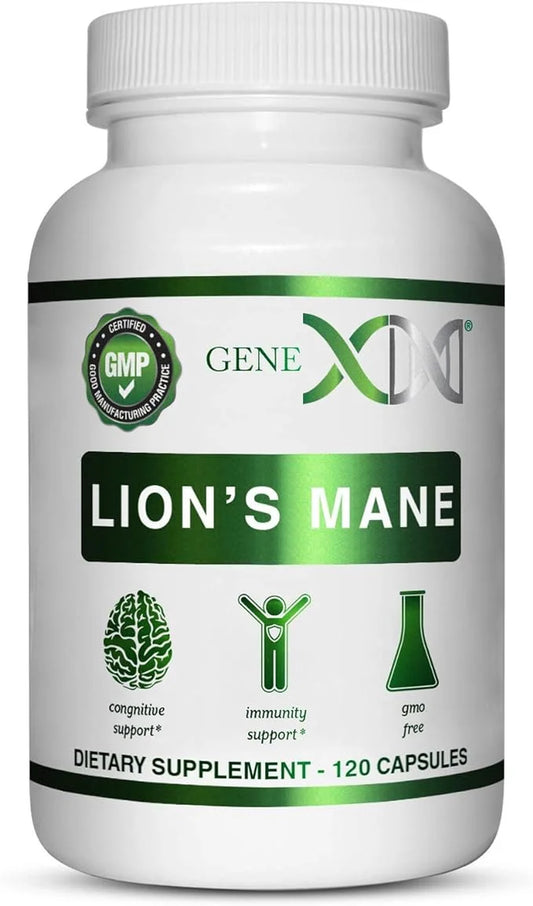 Genex Lions Mane Supplement with 100% Lions Mane Extract - Nootroprics Brain Support Supplement for Brain Boost, Focus, Mental Clarity, Natural Energy, 1000Mg/Serving - (60 Capsule)
