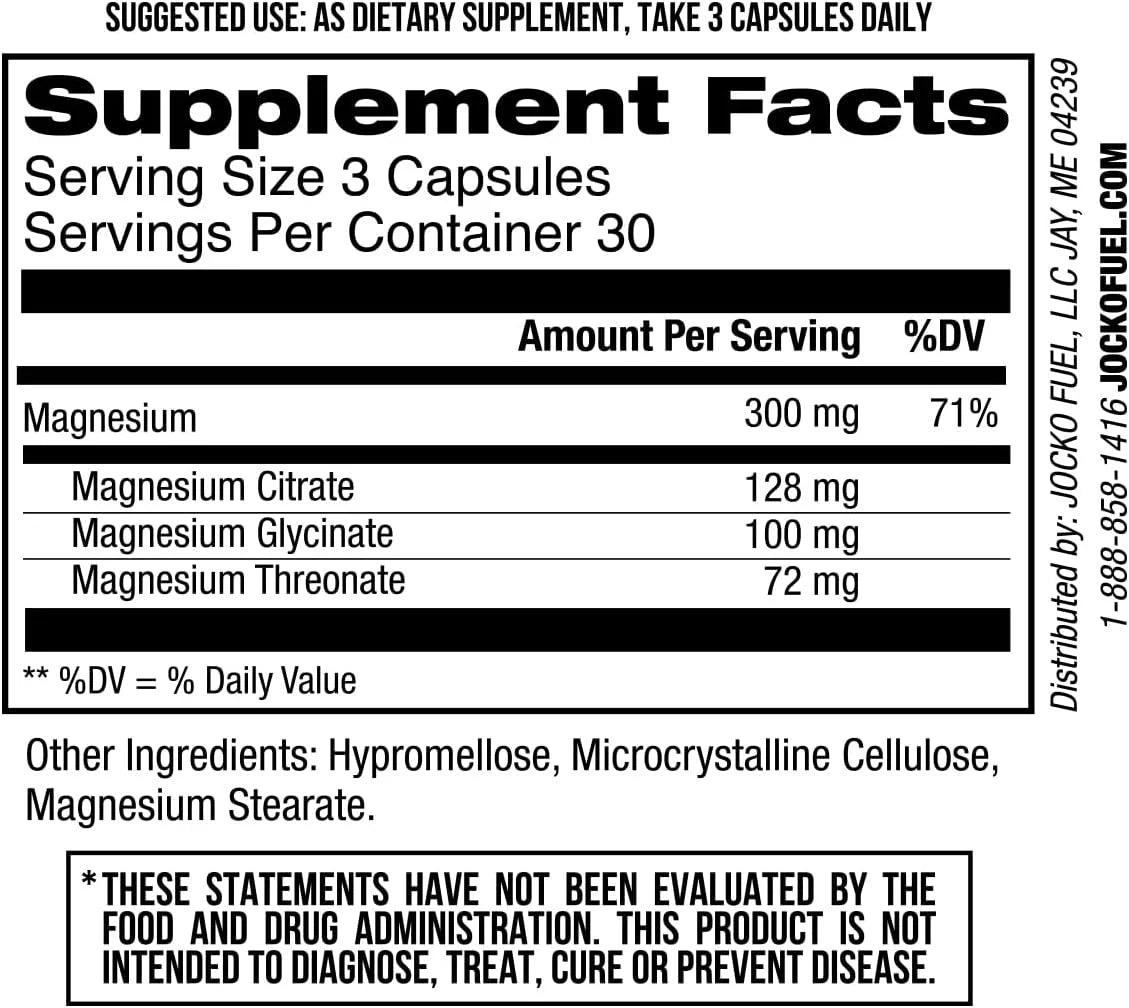 Magnesium Complex Supplement - Magnesium Glycinate, Citrate, & Taurate, 30-Day Supply