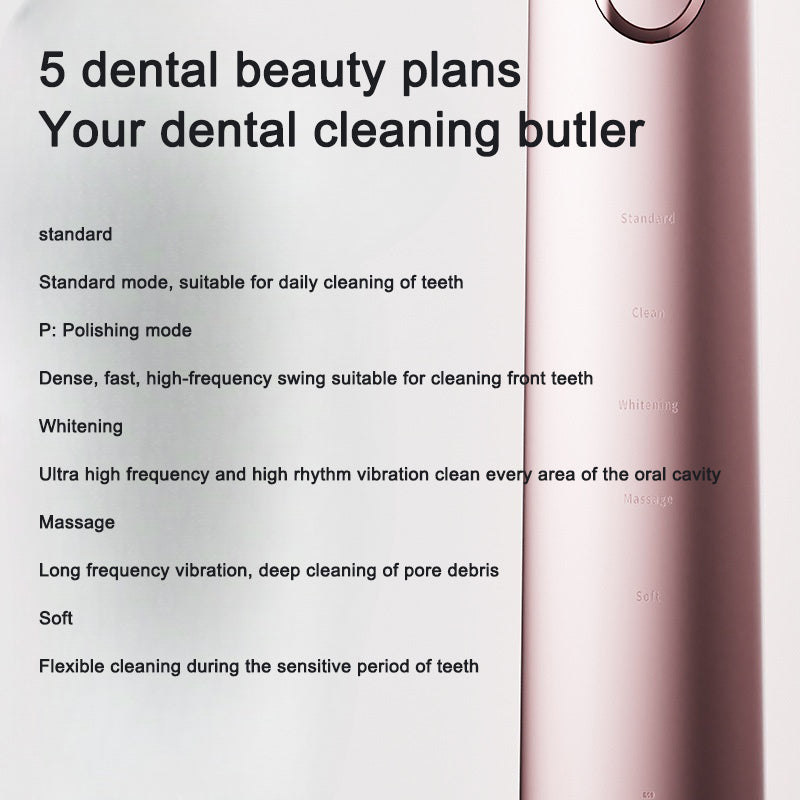 Adult electric toothbrush with three sides rechargeable sonic vibration waterproof electric toothbrush