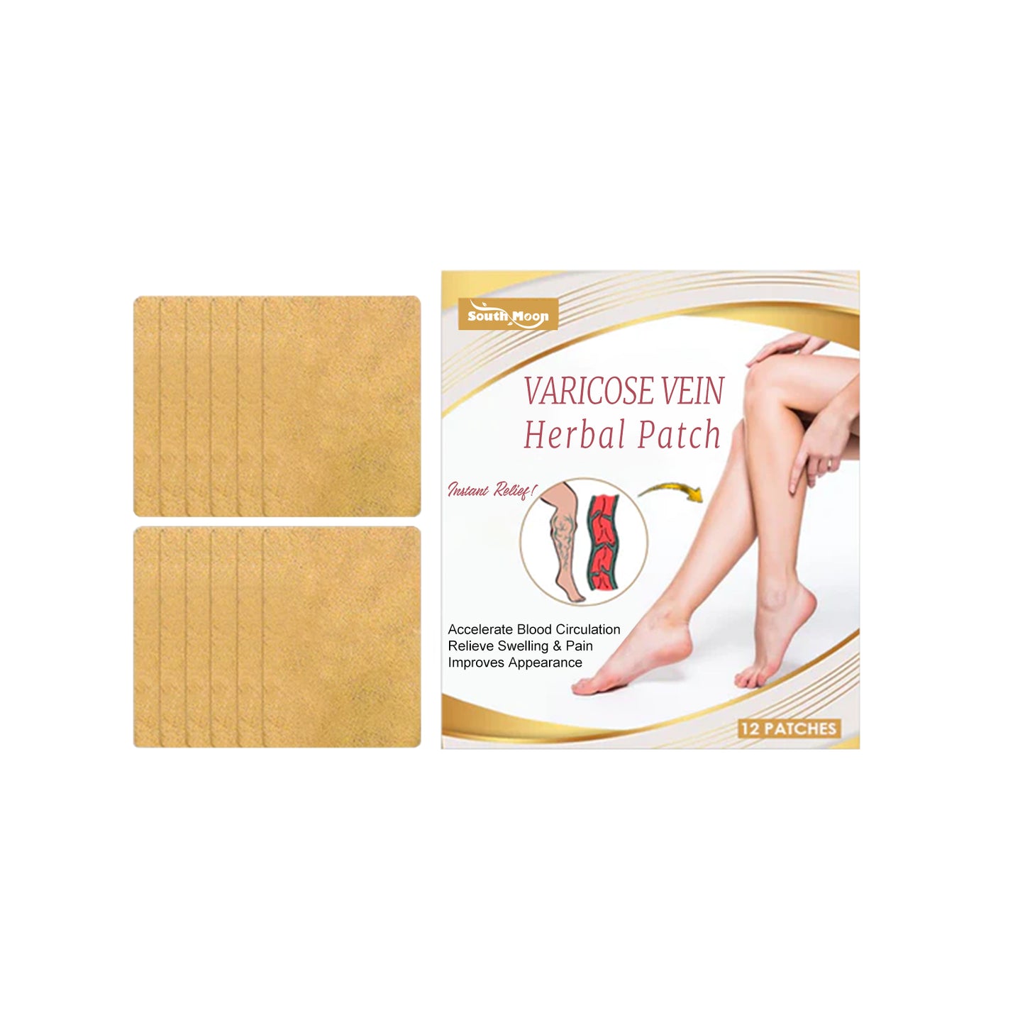 Instant Relief Varicose Vein Herbal Patch, Vein Massage To Relieve Leg Soreness And Swelling Earthworm Leg Care Patch