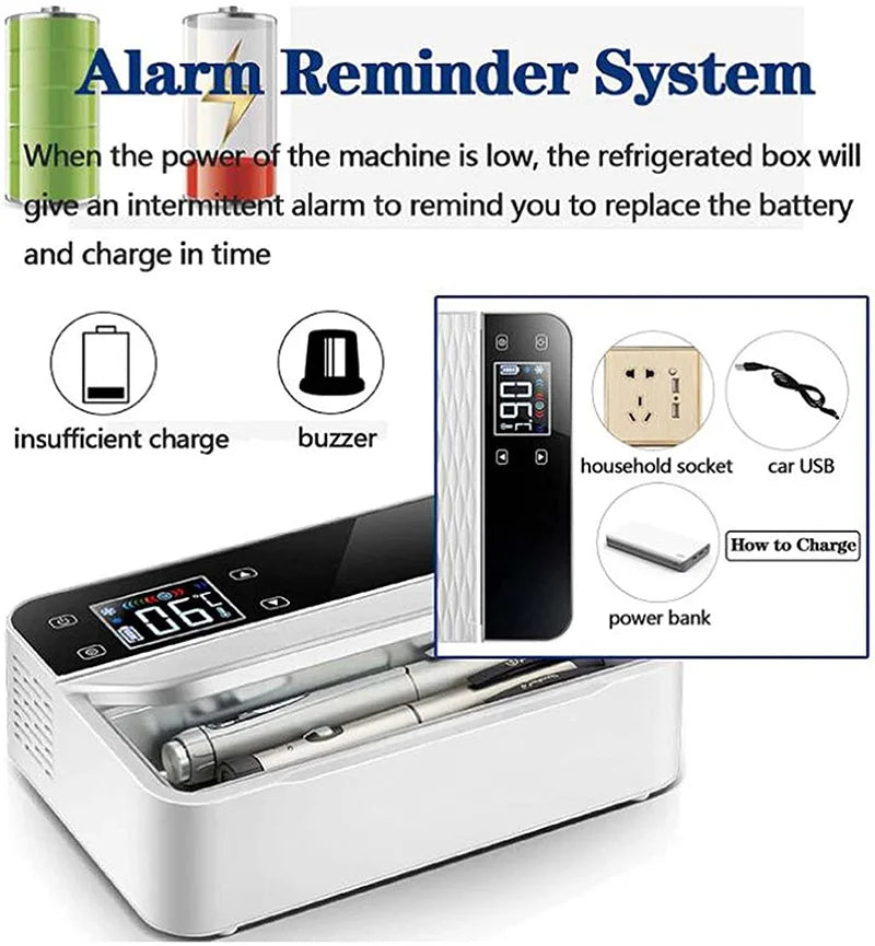 Small Fridge Cooler Insulin Cooler Medical Insulin Case USB Mini Refrigerator Portable Insulin Bag Travel Keep Chilled Meds