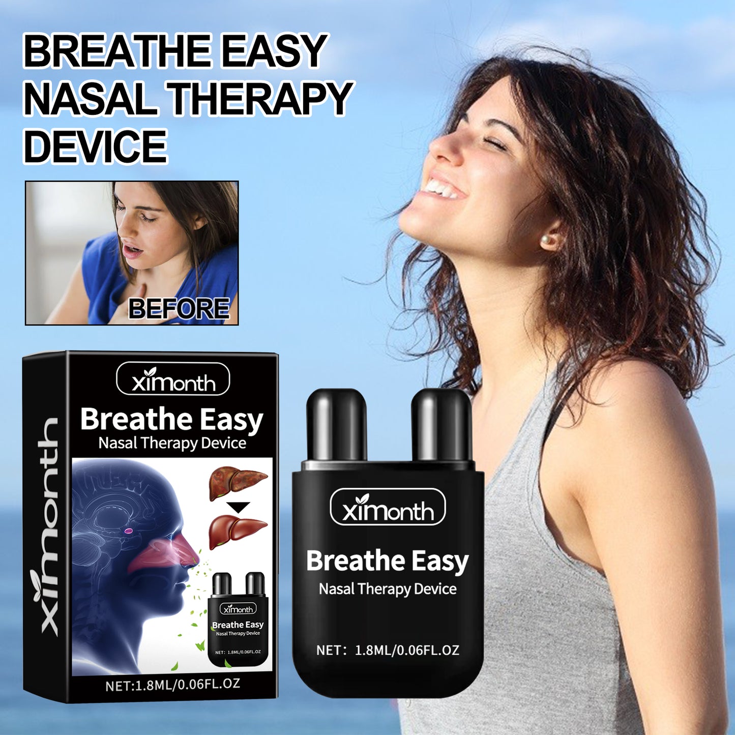 Breathe Easy Nasal Therapy Device, Relieve Nasal Congestion And Nasal Irritation Clean Nasal Passages Body Health Care Inhalants