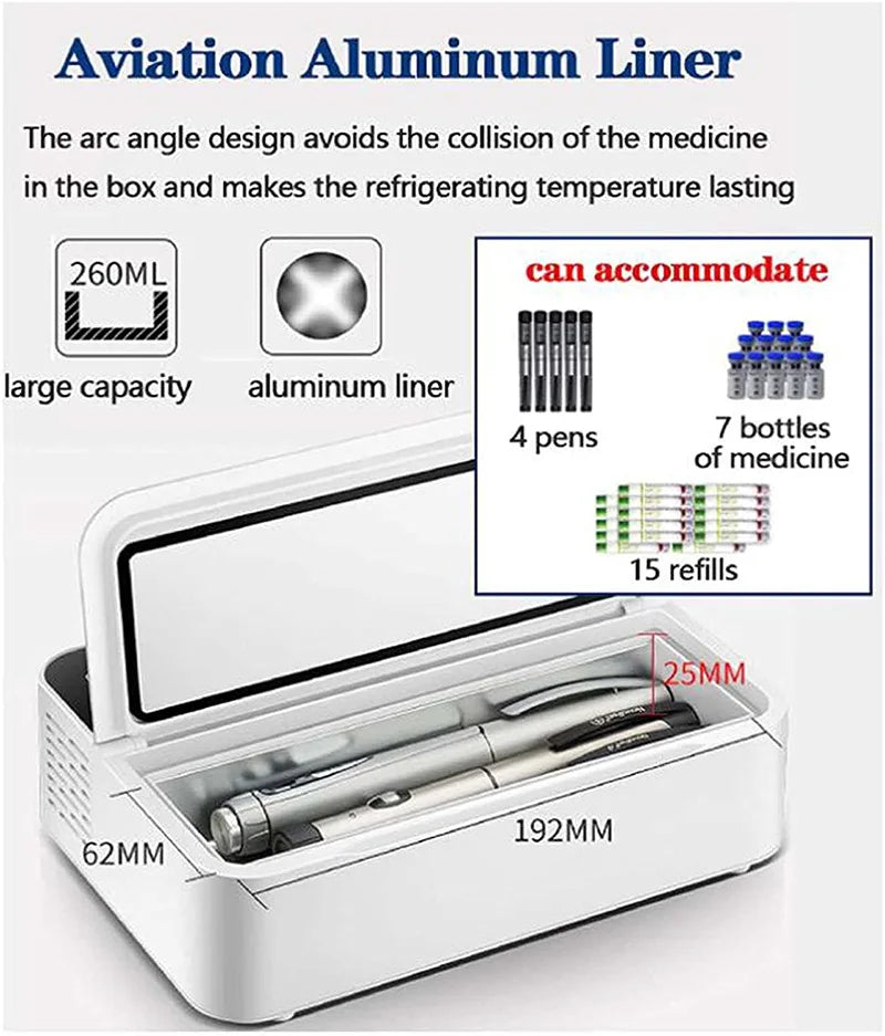 Small Fridge Cooler Insulin Cooler Medical Insulin Case USB Mini Refrigerator Portable Insulin Bag Travel Keep Chilled Meds